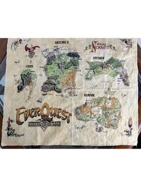 EverQuest Kunark Cloth Map Vintage Game Insert RPG